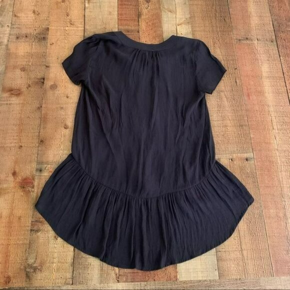 RO & DE womens lightweight v-neck high low tunic with ruffle bottom in navy -S - Picture 6 of 8